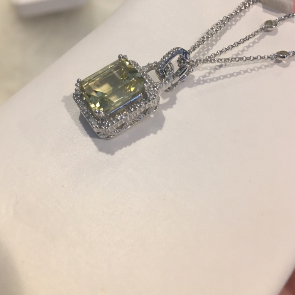 Bloomingdale's Jewelry - Citrine & diamond 14k white gold pendant necklace